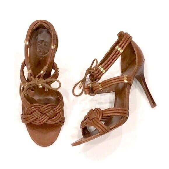 Brand New Tory Burch Audrianna Glazed Lounge Lace Up Heels SZ 8.5 MSRP $350